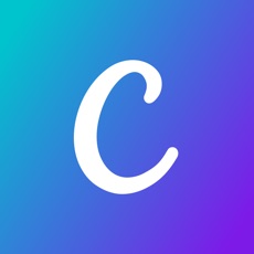 Canva's icon is a white C on a background. The background is a gradient from light blue to purple going northwest to southeast.