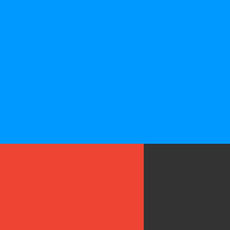IFTTT's icon is best pictured as a 3 by 3 grid. The top six sections of the grid are light blue. The bottom left and bottom middle is a light red. The bottom right is a dark grey.