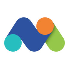 Matomo's icon is a stylized M on a white background. The leftmost leg of the M is a light blue dot, then a darker blue zigzags to follow the M until its final peak, which is an orange dot. The rightmost leg of the M is a light green