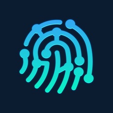 Working Copy's logo is a solid dark blue background, on top of which is a cyan symbol that looks like a simplified fingerprint.